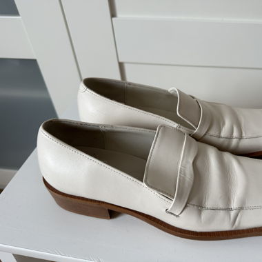 Mango White Leather Loafers