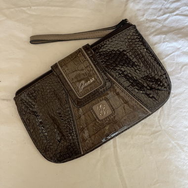 Guess Croc-Effect Wristlet Clutch