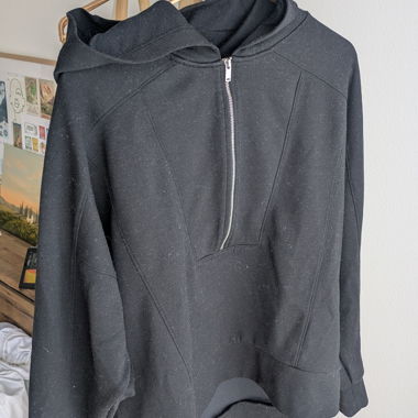 Reiss hoodie nero con mezza cerniera L