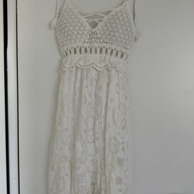 Weisses Spitzen-/Strandkleid, XS/S