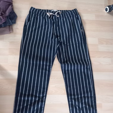 Pantalon à cordon rayé bleu/blanc