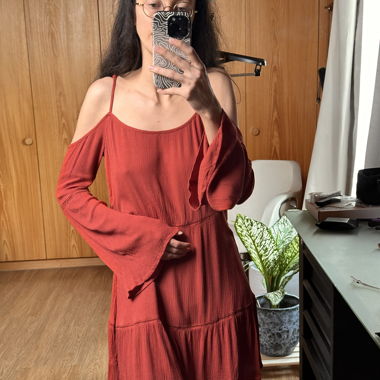 Boho / bohemian rust color dress 
