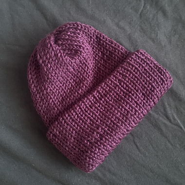 Handmade burgundy beanie double sided 