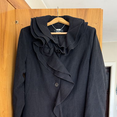Schwarzer Woll Winter Mantel