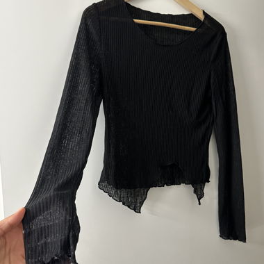 T-shirt manches longues transparent noir