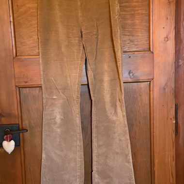 Pantalon beige y2k taille basse en velour côtelé