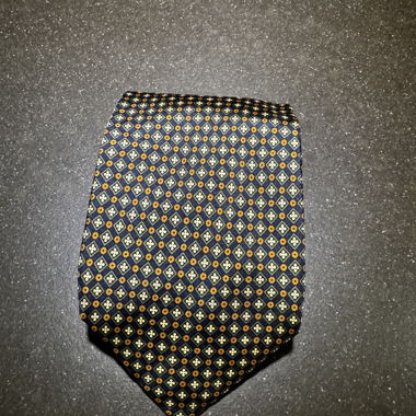 Grigio Perla Seidenkrawatte Blau Geometrisch