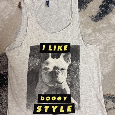 Grey dog-print tank top