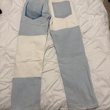 Jeans patchwork denim chiaro & bianco – stile vintage