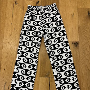 Straight leg jeans Flower chessboard pattern 