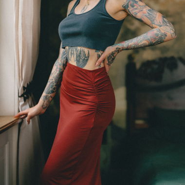 Pull&Bear - Jupe Maxi en Rouge Rouille