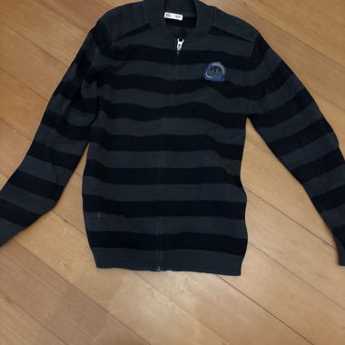 Striped kids knit cardigan with zipper 