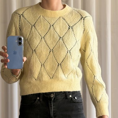 & Other Stories Yellow Openwork Knit Sweater