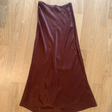 Brauner Satin-Midirock XS