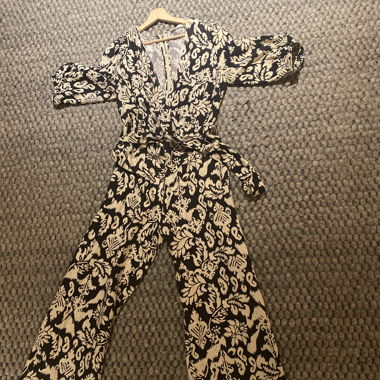 Jumpsuit mit 3/4 Armen schwarz/weiss