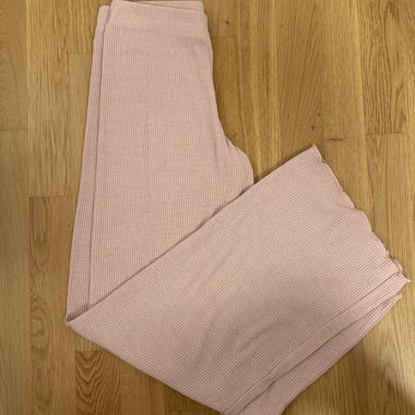 Pink Rib-Knit Pants - Bershka