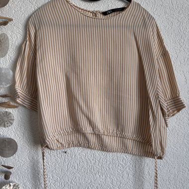 Blouse rayée Zara beige et blanche T. S