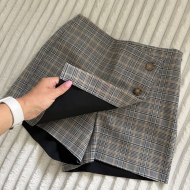 Gonna mini a portafoglio a quadri Zara Basic