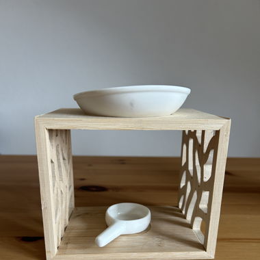 Duftstövchen aus hellem Holz
