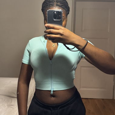 Turquoise sport crop-top jacket 