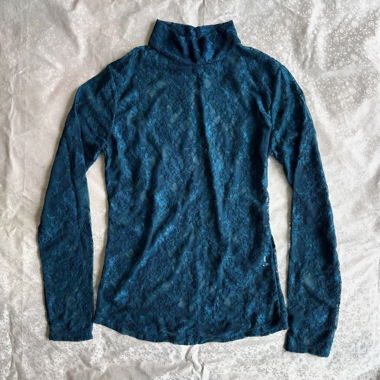 “Azure” floral lace long sleeve top