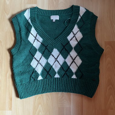 Green argyle knit sweater vest