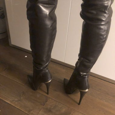 Leather thigh-high boots 1969 brown size 38 new