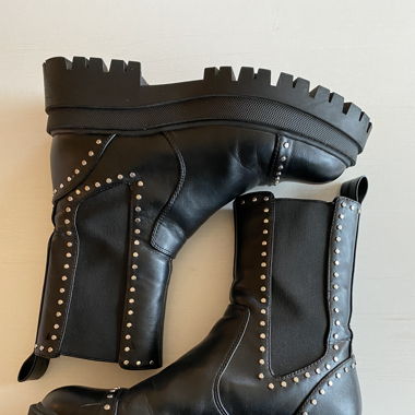 Stradivarius chunky leather effect boots