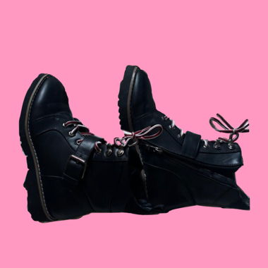 Black lace-up ankle boots size 35