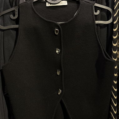 Black Knit Vest with Buttons