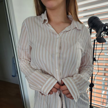 Chemise rayée H&M femme – beige & blanc – taille M