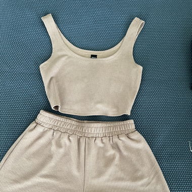 Sommer Set, Beige, Grösse S, Top & Shorts