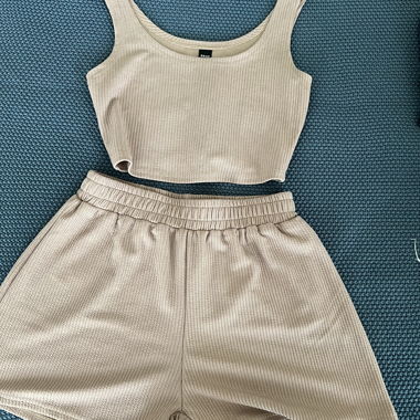 Sommer Set, Beige, Grösse S, Top & Shorts