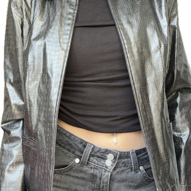 Fake Leather Jacket with Crocodile Look