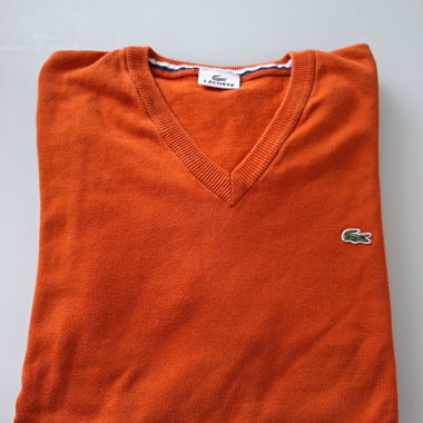 Maglione Lacoste a scollo a V arancione
