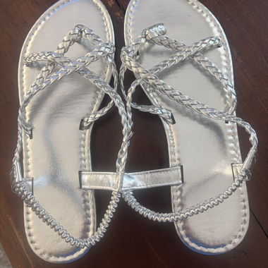 Silver Flat Sandals