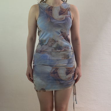 Angel print mini dress