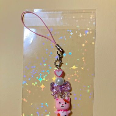 Pink cat phone charm