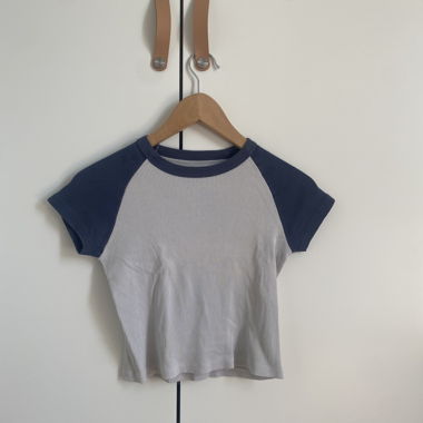 Crop Top bleu et gris