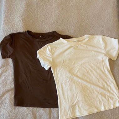 2 T-shirts à manches courtes brun & crème