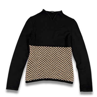 Joop black sweater with patterned panel