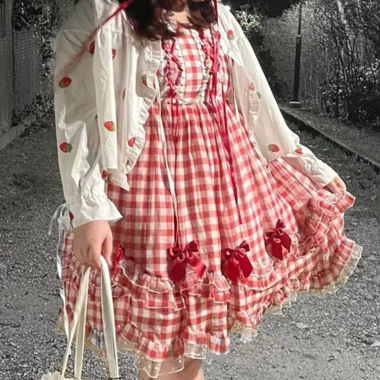 Lolita-Kleid rot und weiss Vichy