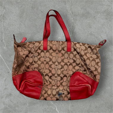 beautiful vintage coach bag monogram brown/red