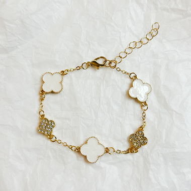 Clover Bracelet CRYSTAL WHITE - 18k gold plated