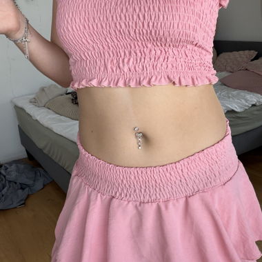 Ensemble rose à jupe à volants