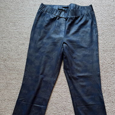 Blue and Black Faux Leather Pants