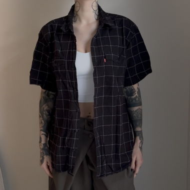 Camicia manica corta nera a quadri Levis