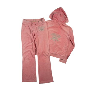 Juicy Couture Pants & ZipUp Set 2000s Pink Velour