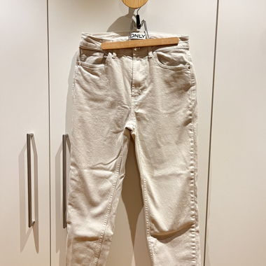 Jeans Beige à Coupe Droite