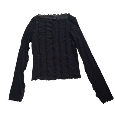 Top nero trasparente a maniche lunghe